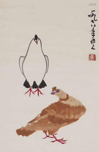 The Doves，Painting by Wu Zuoren