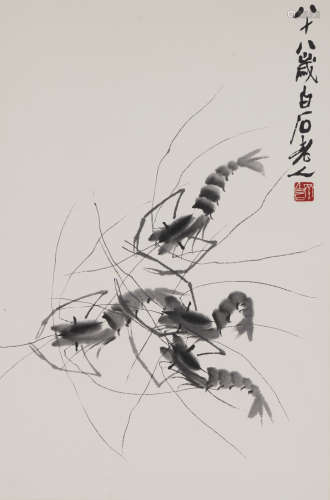The Shrimp，Painting by Qi Baishi