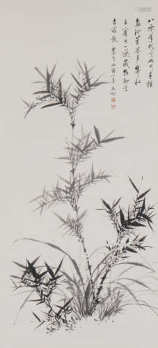 The Bamboo and Rock，Painting by Qigong