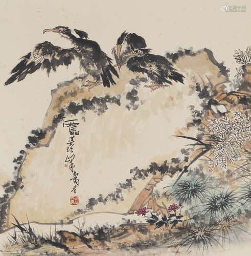 Chinese Bird Painting by Pan Tianshou