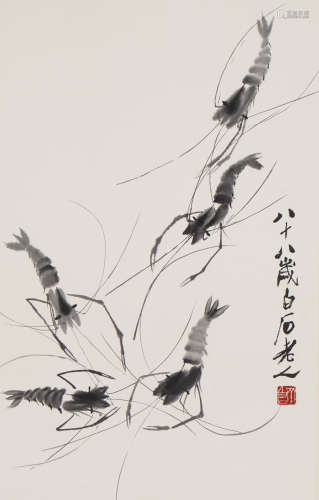The Shrimp，Painting by Qi Baishi