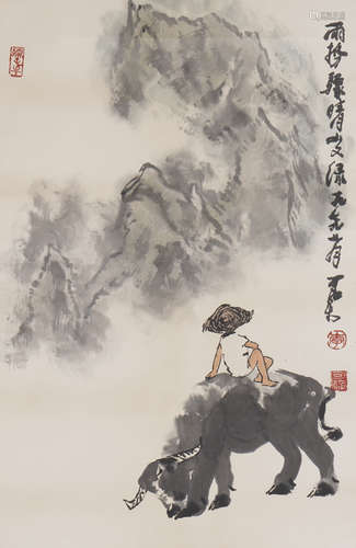 The Shepherd Boy，Chinese Painting by Li Keran