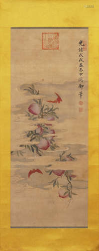 Chinese Peach Painting by Guangxu Emperor