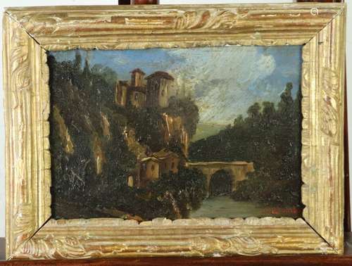 Ecole italienne du début du XIXème siècle. Paysage à l'aqued...