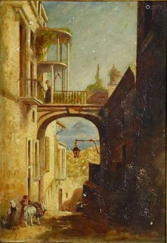 Charles James MATHEWS (1803-1878). Ruelle en Italie. Huile s...