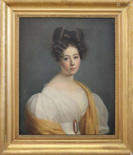 Ecole française du XIXème siècle. Portrait de femme. Huile s...