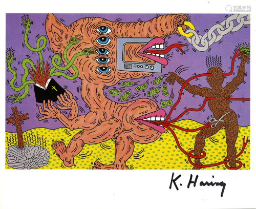 KEITH HARING - Five Eyes - Color offset lithograph