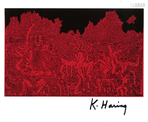 KEITH HARING - Black and Red - Color offset lithograph