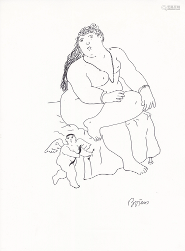 FERNANDO BOTERO - Cupido - Pen and ink drawing on paper