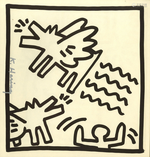 KEITH HARING - Barking Angel Dogs - Lithograph