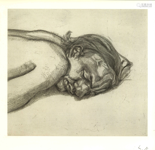 LUCIAN FREUD - Man Resting - Offset lithograph