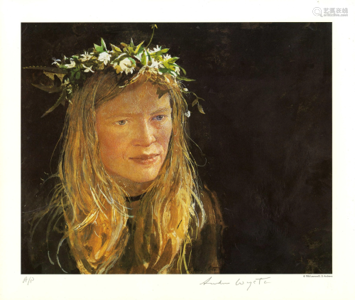 ANDREW WYETH - Crown of Flowers - Color offset