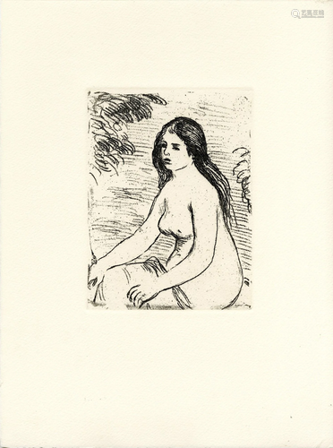 PIERRE-AUGUSTE RENOIR - Femme nue assise - Etching &