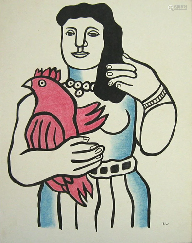 FERNAND LEGER [imputee] - Femme avec un coq -