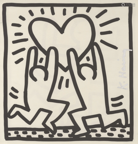 KEITH HARING - Two Men with a Heart - Lithograph
