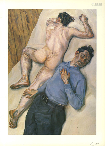 LUCIAN FREUD - Two Men - Color offset lithograph