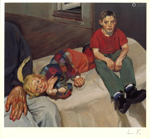 LUCIAN FREUD - Polly, Barney, and Christopher Bramham -