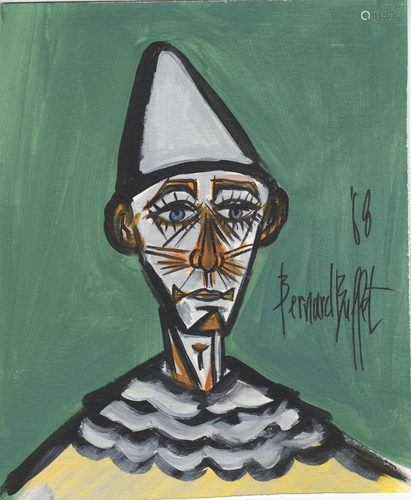 BERNARD BUFFET [imputee] - Clown au chapeau pointu -