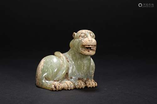 A HAN DYNASTY HETIAN JADE BEAST