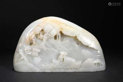 A QING DYNASTY WHITE JADE CARVING WALL ORNAMENT