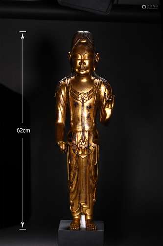 A SONG DYNASTY BRONZE GILDED DALI BUDDHA STATUE