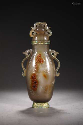 A LIAO DYNASTY AGATE WRAPPED GOLD BOTTLE