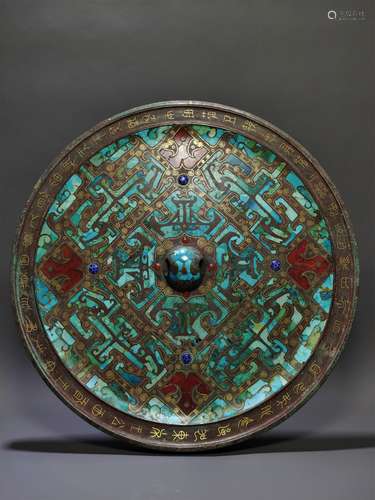 A WARRING STATES PERIOD GOLD INLAYING WITH TURQUOISE BRONZE ...