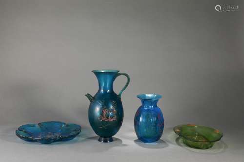 A SET OF TANG DYNASTY COLORED GLAZE VESSELS