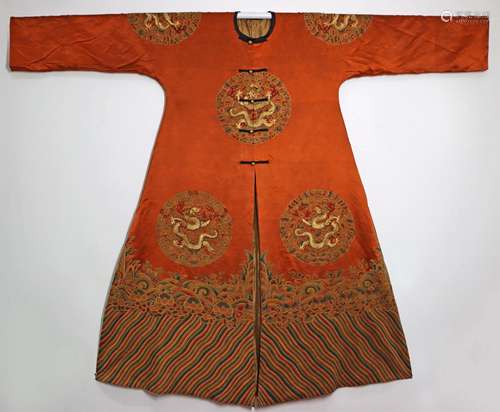 A QING DYNASTY DRAGON ROBE