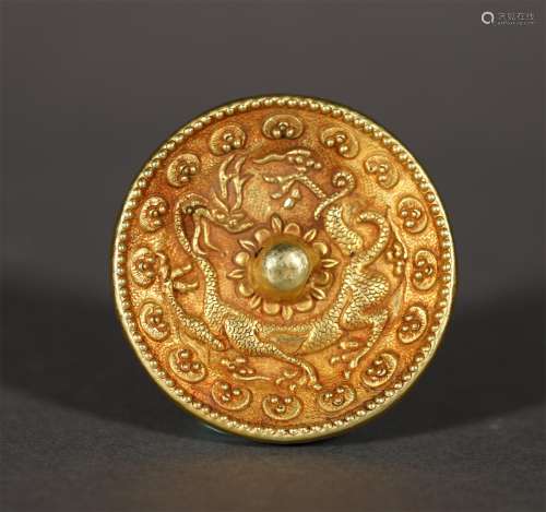 A TANG DYNASTY PURE GOLD BRONZE MIRROR