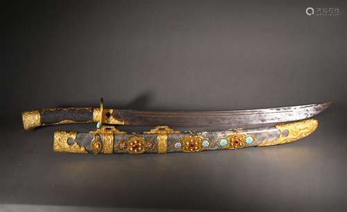 A QING DYNASTY SHARKSKIN WAIST KNIFE