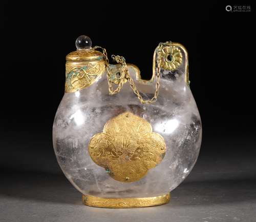 A LIAO DYNASTY CRYSTAL WRAPPED GOLD SKIN POT