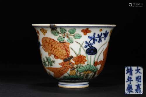 A MING DYNASTY COLORFUL FISH DESIGN BOWL
