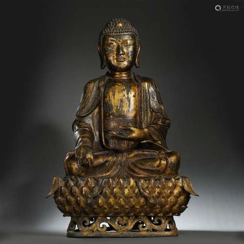 A MING DYNASTY SAKYAMUNI BUDDHA STATUE