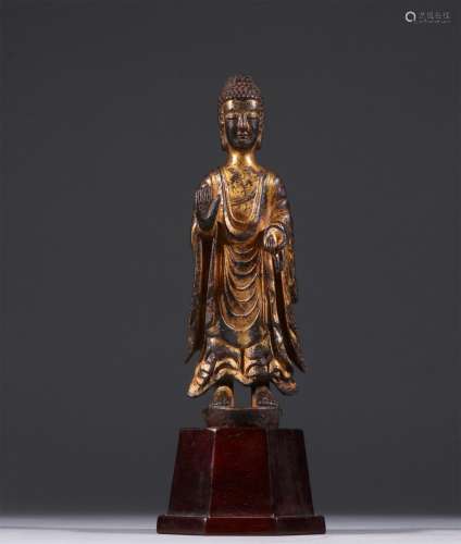 A NORTHERN WEI DYNASTY BRONZE GILDED BUDDHA STATUE