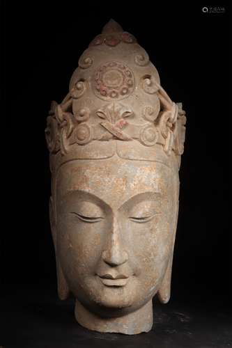 A NORTHERN QI DYNASTY BLUE STONE BUHHDA HEAD