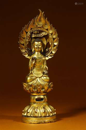 A NORTHERN WEI DYNASTY BRONZE GILDED BUDDHA STATUE