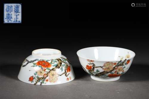 A PAIR OF QING DYNASTY FAMILLE ROSE FLOWER BOWLS
