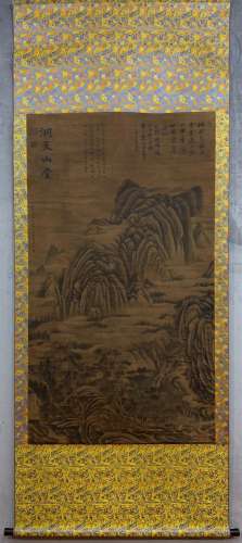 A CHINESE PAPER PAINTING LANDSCAPE DONG YUAN MARKED