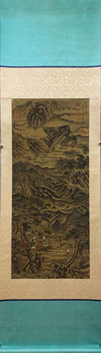 A CHINESE SILK PAINTING SONG SHAN LUN DAO BY CHEAN HONGSHOU