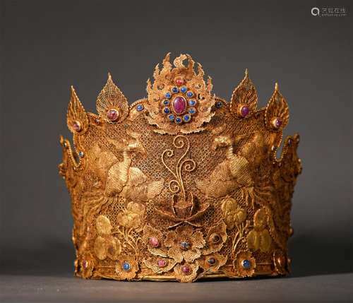 A SONG DYNASTY PURE GOLD PHOENIX CROWN