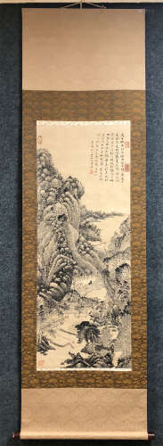 A CHINESE PAPER PAINTING LANDSCAPE SHI TAO MARKED