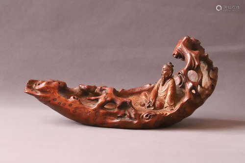 A Carved Man Bamboo Arm Rest