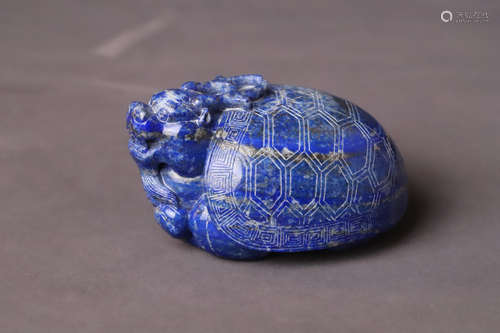 A Carved Dragon Turtle Lapis Lazuli Figure Ornament