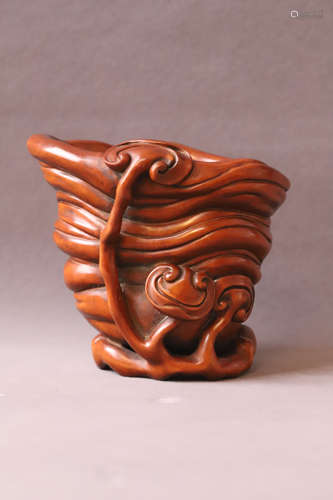 A Carved Ruyi Boxwood Pen Holder