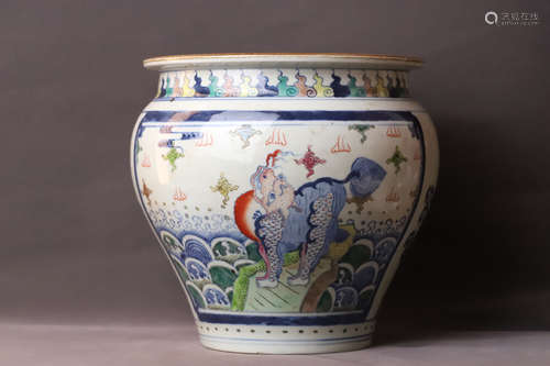 A Doucai Porcelain Drawing Kylin Pattern Porcelain Tank