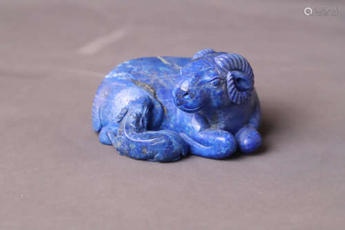 A Carved Ram Lapis Lazuli Figure Ornament