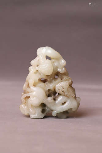 A Carved Two Dragon Jade Ornament