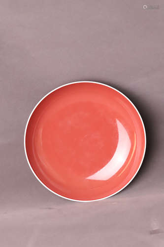 A Red Glazed Porcelain Plate