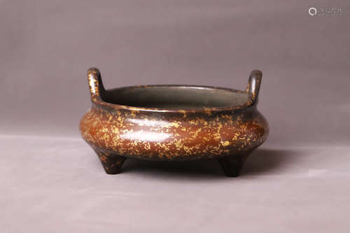 A Sprinkle Gold Dragon Pattern Bronze Incense Burner